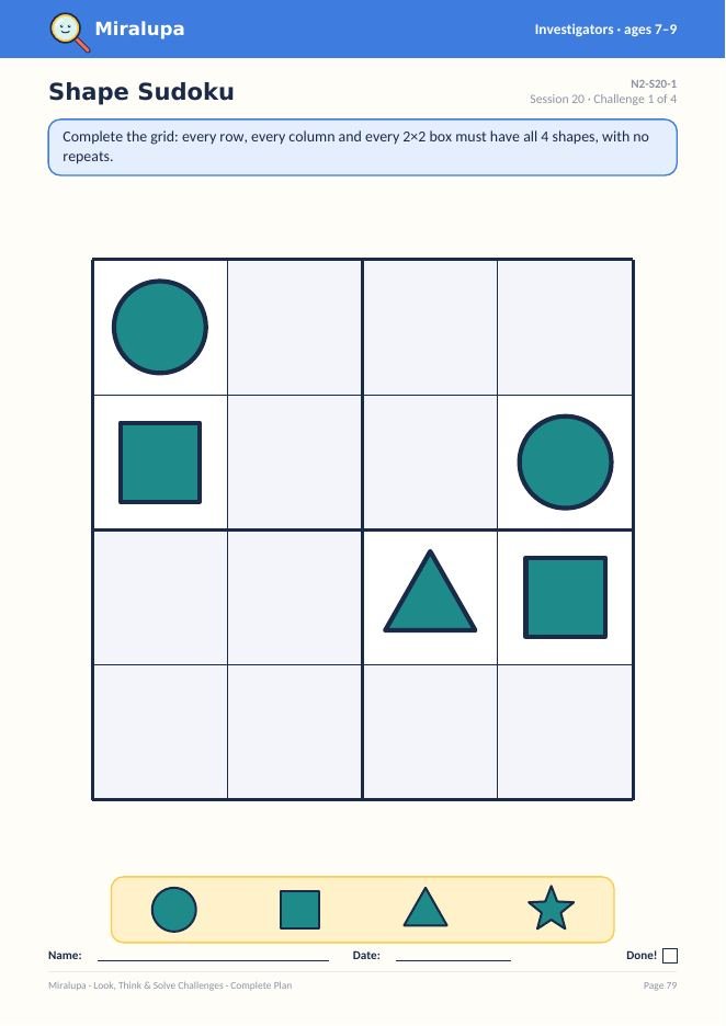 Shape Sudoku (session 20)